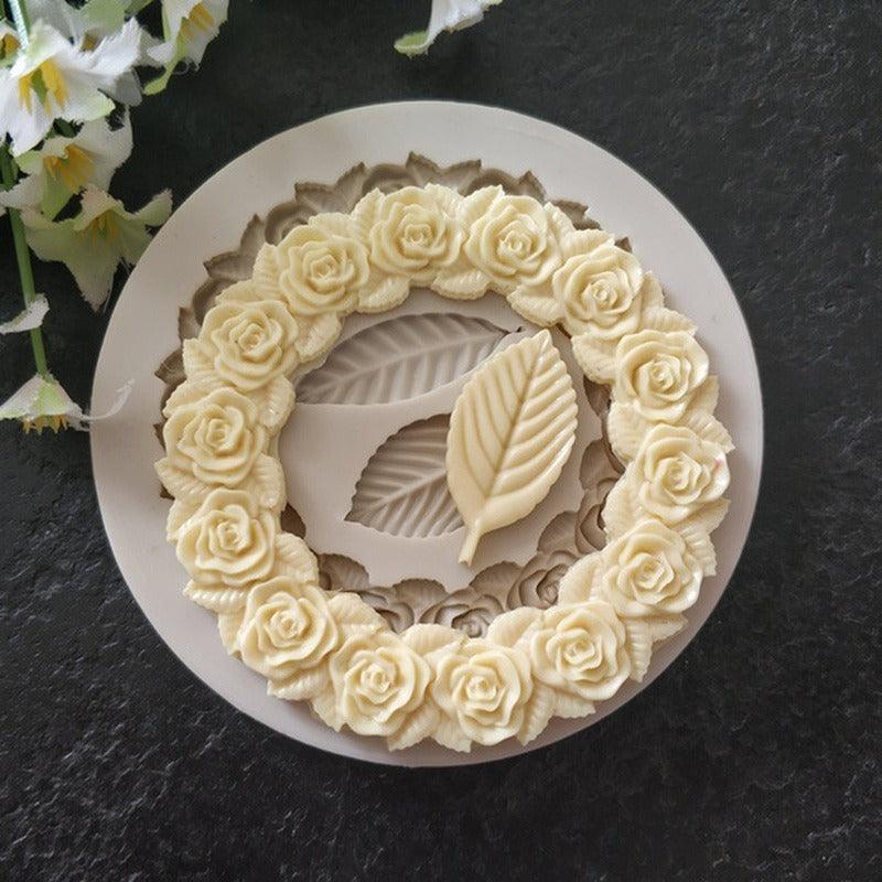 1PC Rosette Leaves Silicone Mold Cake Chocolate Mold Picture Frame Frame Sugar Baking Mold Molding Silicone Picture Frames Fondant Molds Photo Mirror Silicone Wedding Cake Decorating Mold