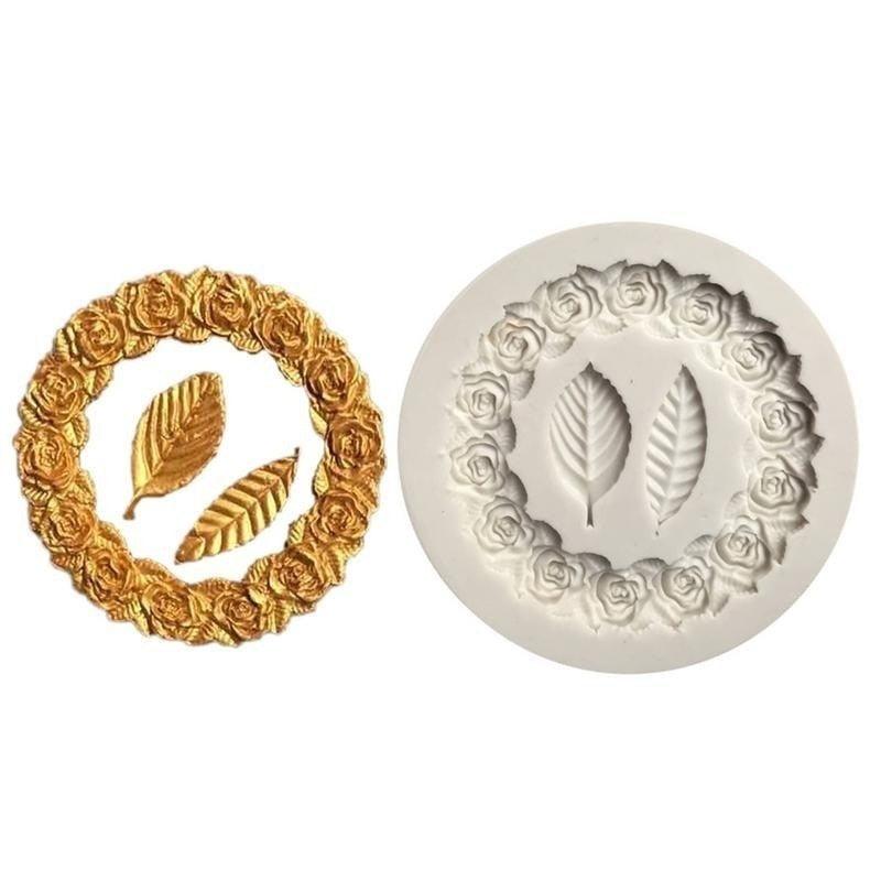 1PC Rosette Leaves Silicone Mold Cake Chocolate Mold Picture Frame Frame Sugar Baking Mold Molding Silicone Picture Frames Fondant Molds Photo Mirror Silicone Wedding Cake Decorating Mold