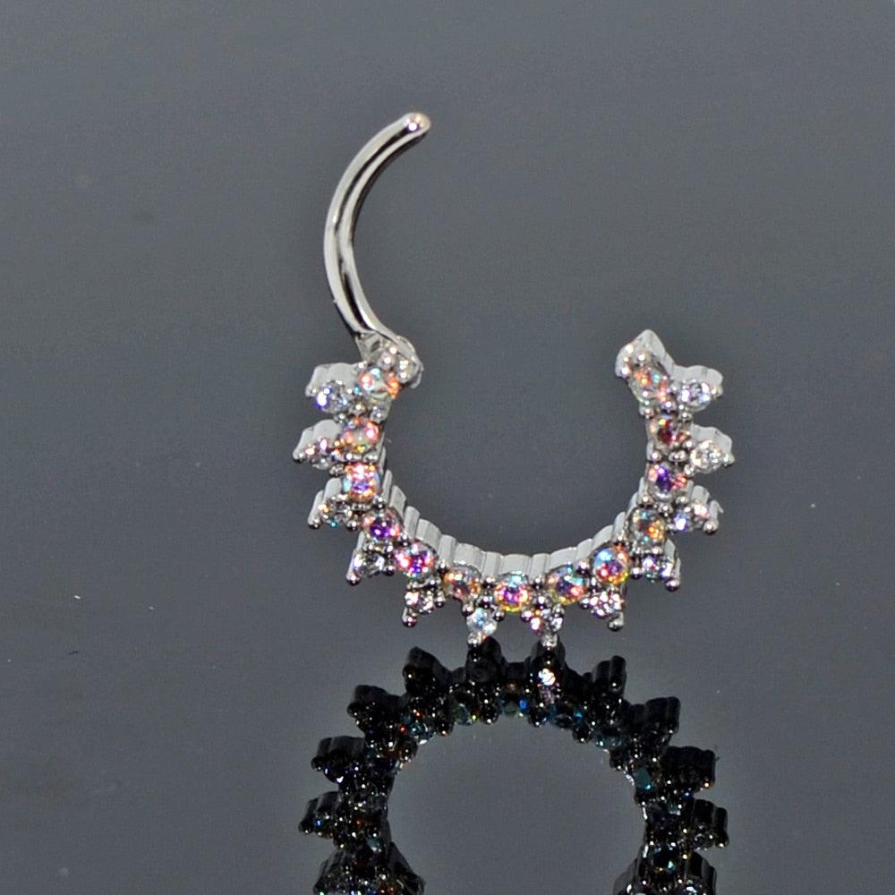 1PC Stainless Steel Crystal Zircon Pearl Septum Clicker Hoop Ring Nose Labret Ear Tragus Cartilage Surgical Steel Nose Hoop Rings Retainer Body Piercing Jewelry Earring Hoop Solid Cartilage Tragus Helix Rings Helix Earring Piercing