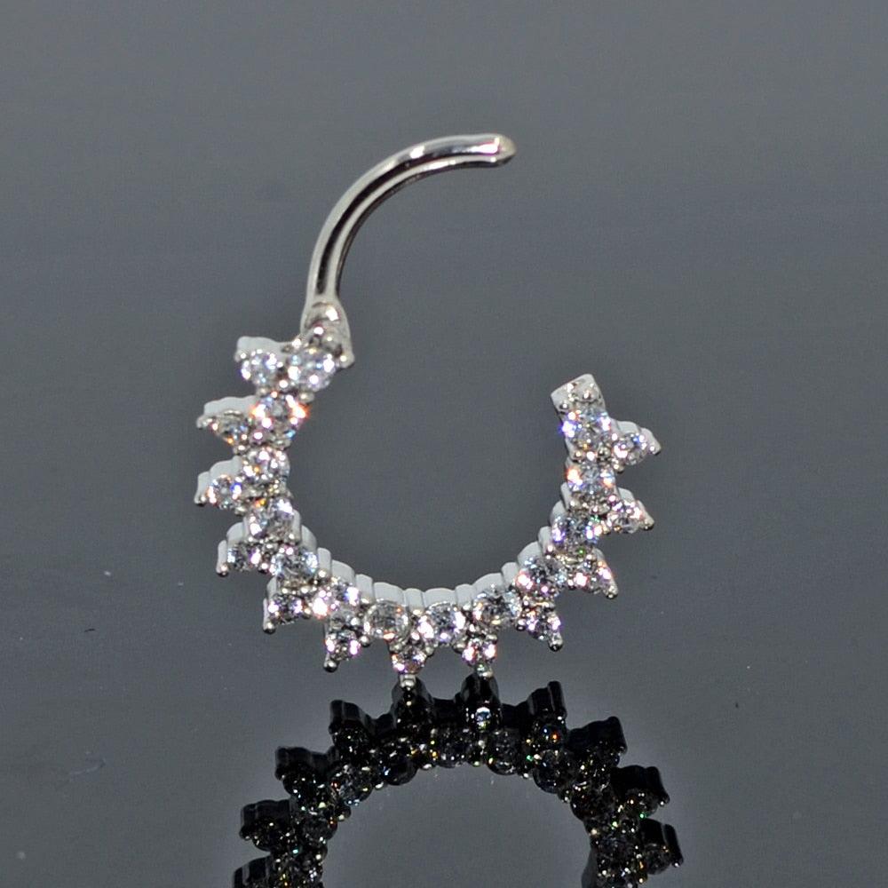 1PC Stainless Steel Crystal Zircon Pearl Septum Clicker Hoop Ring Nose Labret Ear Tragus Cartilage Surgical Steel Nose Hoop Rings Retainer Body Piercing Jewelry Earring Hoop Solid Cartilage Tragus Helix Rings Helix Earring Piercing