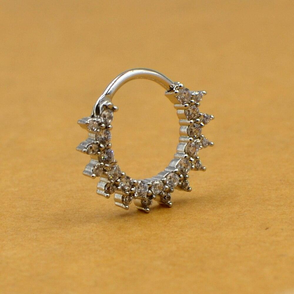 1PC Stainless Steel Crystal Zircon Pearl Septum Clicker Hoop Ring Nose Labret Ear Tragus Cartilage Surgical Steel Nose Hoop Rings Retainer Body Piercing Jewelry Earring Hoop Solid Cartilage Tragus Helix Rings Helix Earring Piercing