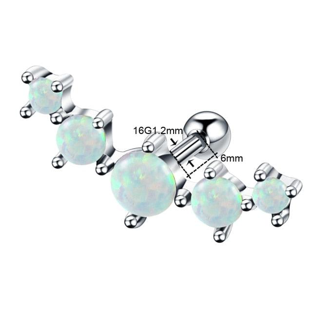 1PC Steel Opal Ear Cartilage Tragus Helix Clicker Nose Septum Rings Barbell Helix Piecing Cartilage Earring Lip Eyebrow Belly CBR Piercings Belly Button Ring Piercing Body Jewelry Nightclub Dance Stainless Steel Earrings Body Jewelry