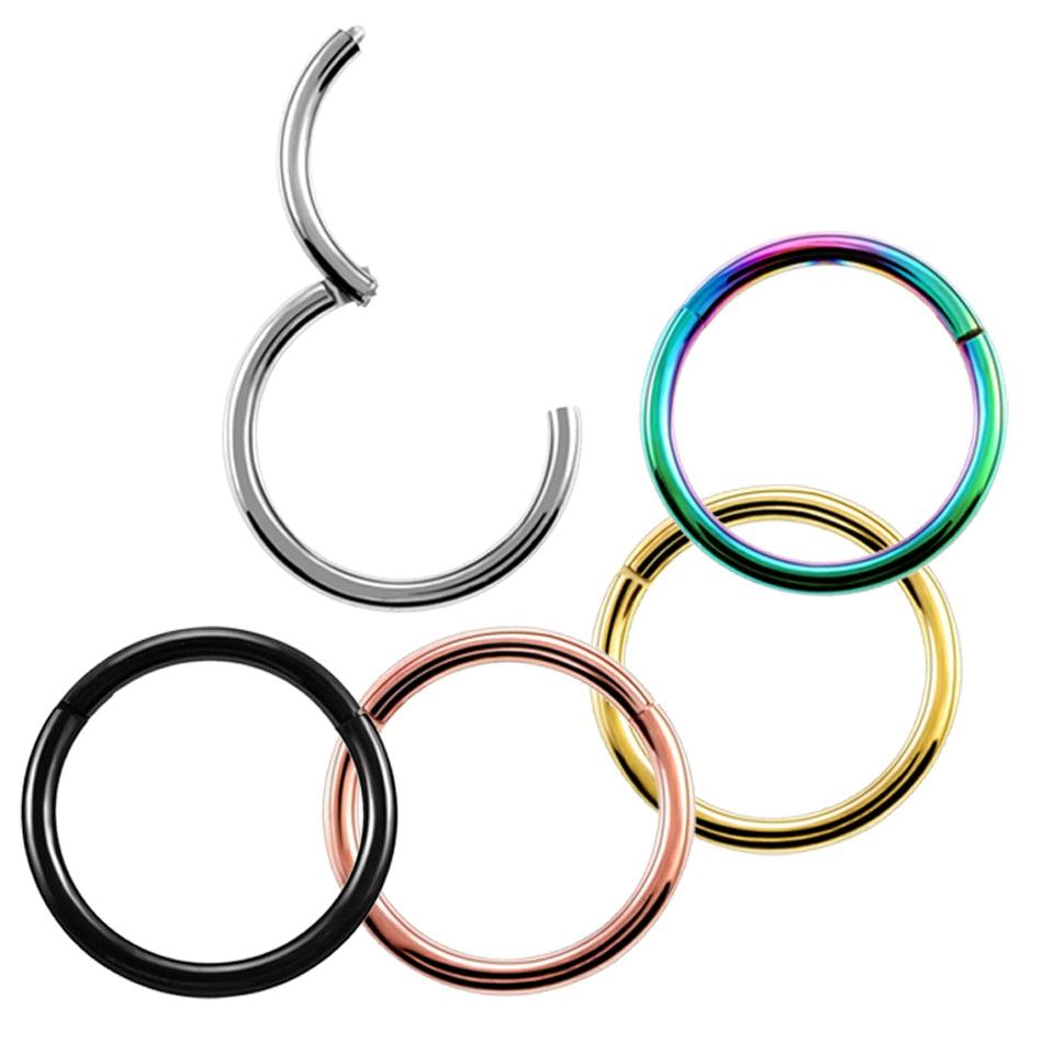 1PC Titanium Steel Black Seamless Hinged Nose Hoop Septum Clicker Piercings  Lip Labret Ring Ear Cartilage Tragus Steel Hinged Clicker Circle ring Piercing Nose Ring Hoop Lip Ear Ring Body Jewelry Piercing Clip Sexy Jewelry