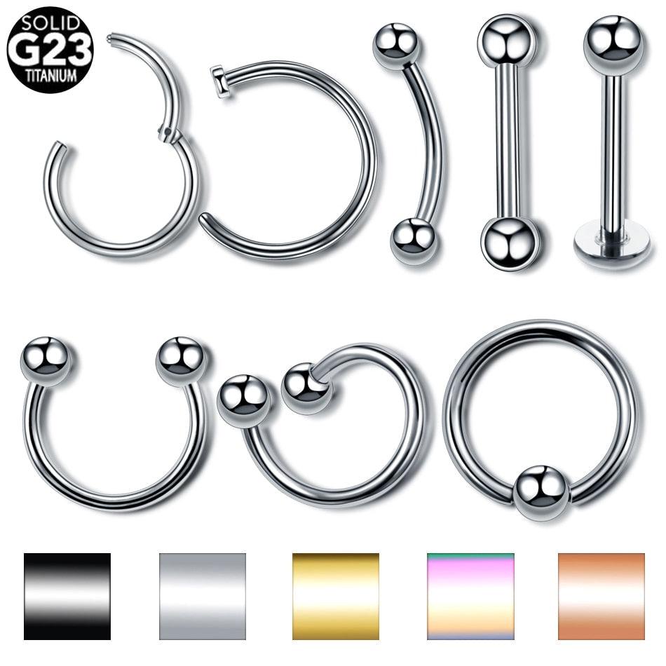 1PC Titanium Steel Black Seamless Hinged Nose Hoop Septum Clicker Piercings  Lip Labret Ring Ear Cartilage Tragus Steel Hinged Clicker Circle ring Piercing Nose Ring Hoop Lip Ear Ring Body Jewelry Piercing Clip Sexy Jewelry