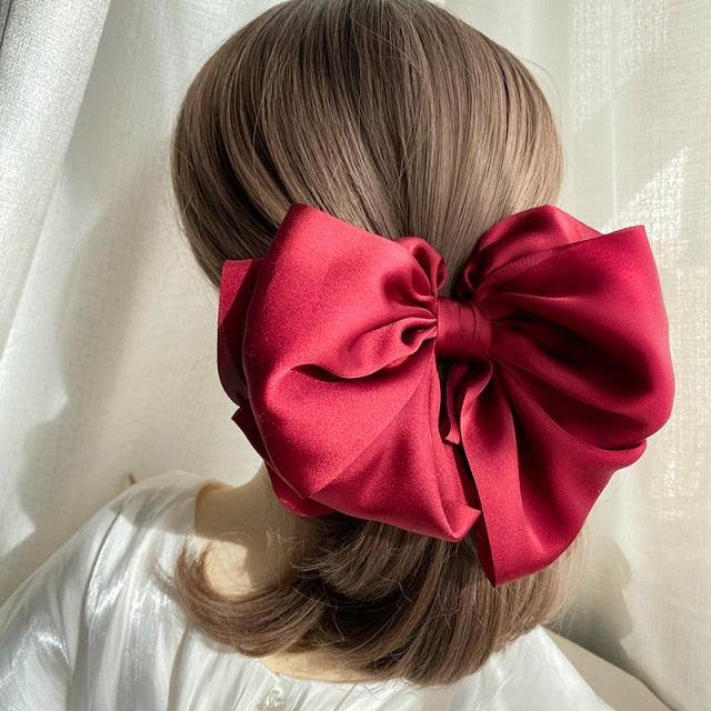 1PC Winter Velvet Bowknot Hair Clips Hand Tie Large Pigtail Bows Hairpin For Women Girls Satin Temperament Elegant Fashion Hairgrips Accessories For Party