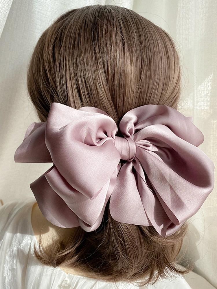 1PC Winter Velvet Bowknot Hair Clips Hand Tie Large Pigtail Bows Hairpin For Women Girls Satin Temperament Elegant Fashion Hairgrips Accessories For Party