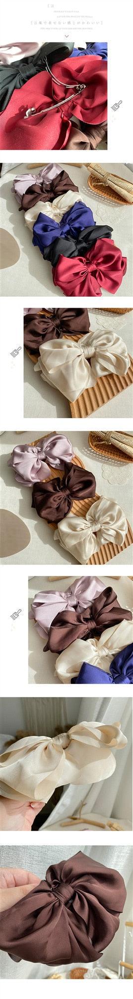 1PC Winter Velvet Bowknot Hair Clips Hand Tie Large Pigtail Bows Hairpin For Women Girls Satin Temperament Elegant Fashion Hairgrips Accessories For Party