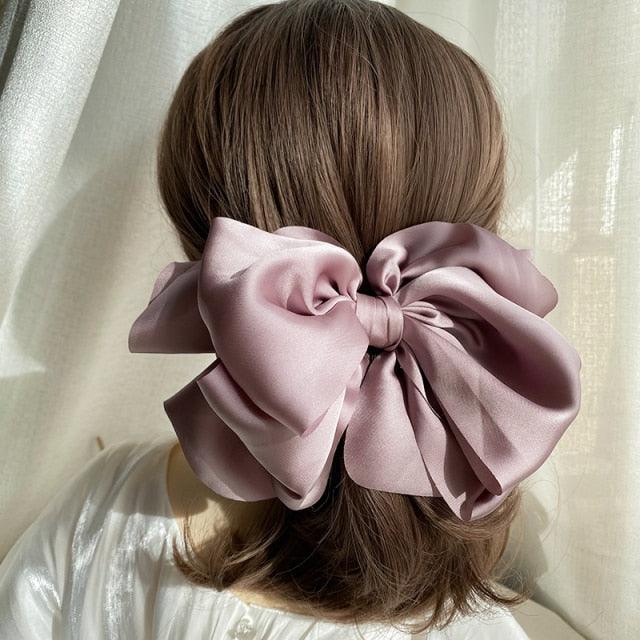 1PC Winter Velvet Bowknot Hair Clips Hand Tie Large Pigtail Bows Hairpin For Women Girls Satin Temperament Elegant Fashion Hairgrips Accessories For Party