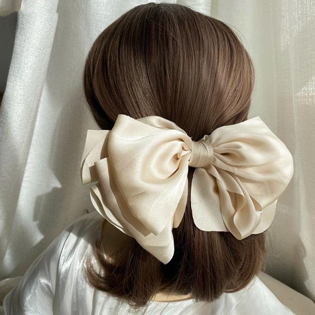 1PC Winter Velvet Bowknot Hair Clips Hand Tie Large Pigtail Bows Hairpin For Women Girls Satin Temperament Elegant Fashion Hairgrips Accessories For Party