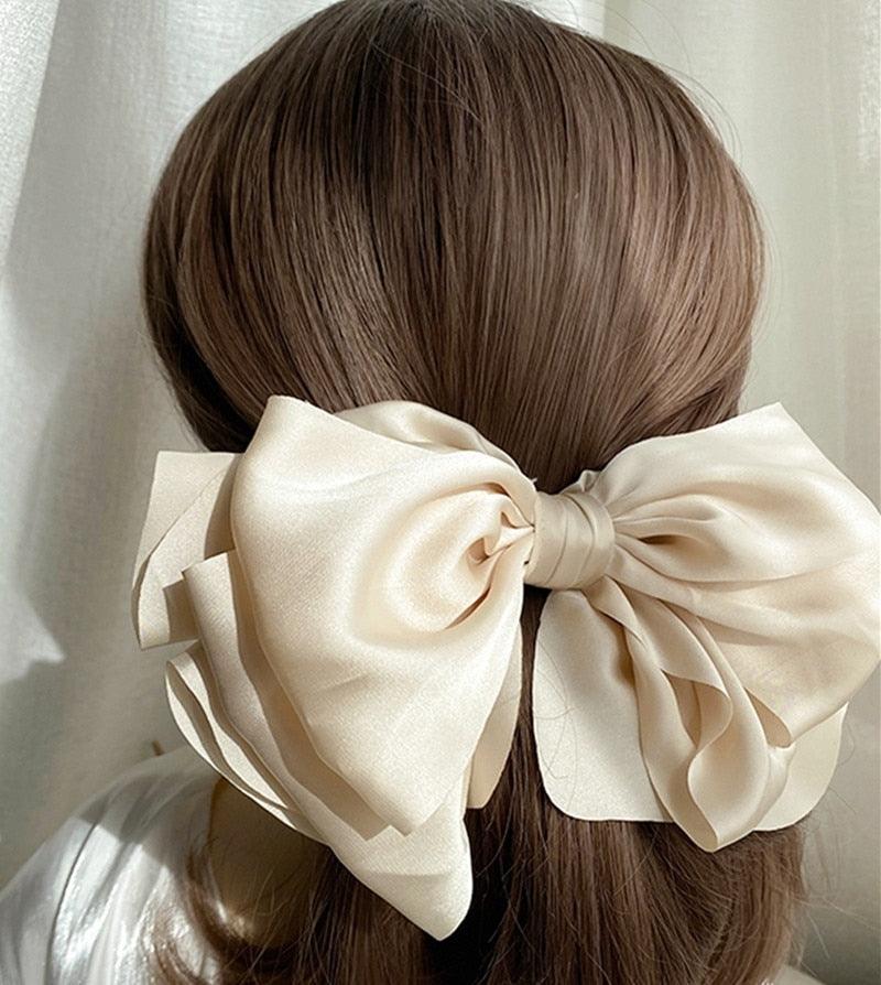 1PC Winter Velvet Bowknot Hair Clips Hand Tie Large Pigtail Bows Hairpin For Women Girls Satin Temperament Elegant Fashion Hairgrips Accessories For Party