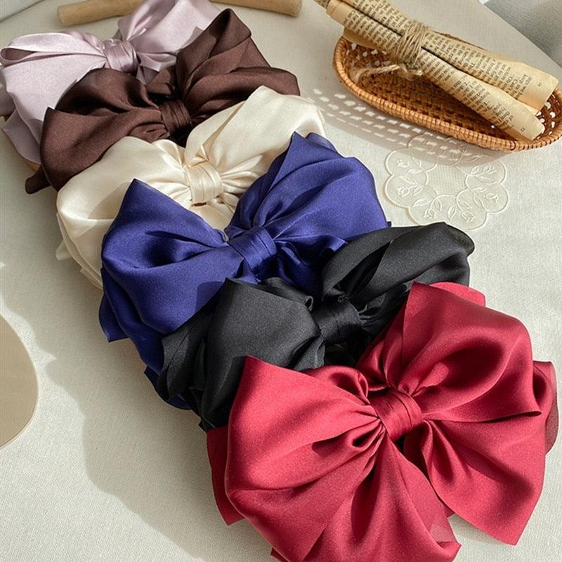 1PC Winter Velvet Bowknot Hair Clips Hand Tie Large Pigtail Bows Hairpin For Women Girls Satin Temperament Elegant Fashion Hairgrips Accessories For Party