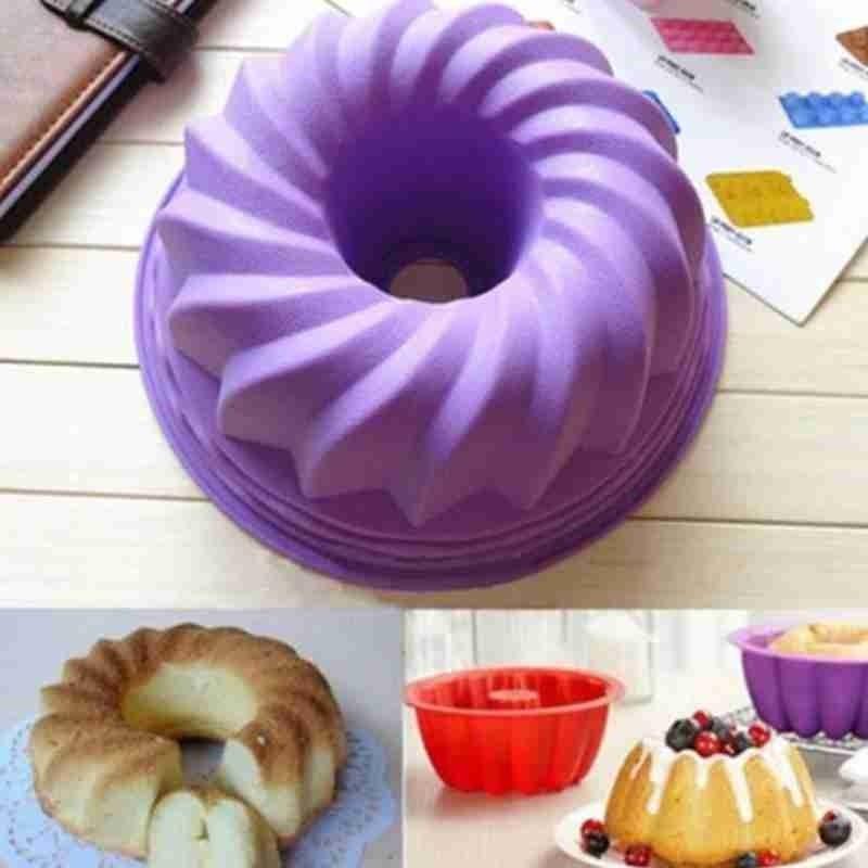 1pcs Big Round Swirl Shape Silicone Butter Cake Mould Kitchen Baking Form Tools For Cake Bakery Baking Dish Bakeware Mold Silicone Fluted Pan Cake Nonstick Jelly Molds Tube For Baking 7*5*3cm