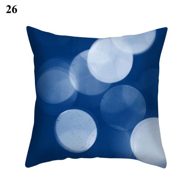 1Pcs Blue Pattern Cushion Cover Polyester Pillowcase Decorative Navy Blue White Pillow Covers Pillow Case Blue Home Bedroom Sofa Decor Pillow Cover