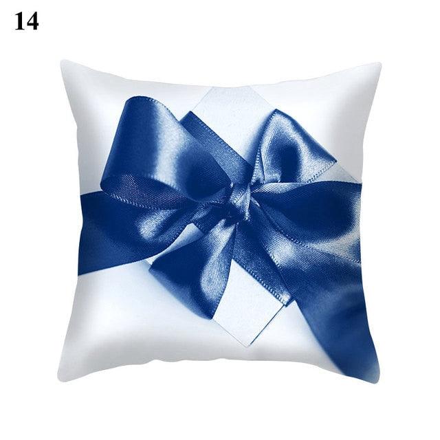 1Pcs Blue Pattern Cushion Cover Polyester Pillowcase Decorative Navy Blue White Pillow Covers Pillow Case Blue Home Bedroom Sofa Decor Pillow Cover