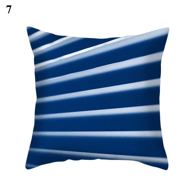 1Pcs Blue Pattern Cushion Cover Polyester Pillowcase Decorative Navy Blue White Pillow Covers Pillow Case Blue Home Bedroom Sofa Decor Pillow Cover