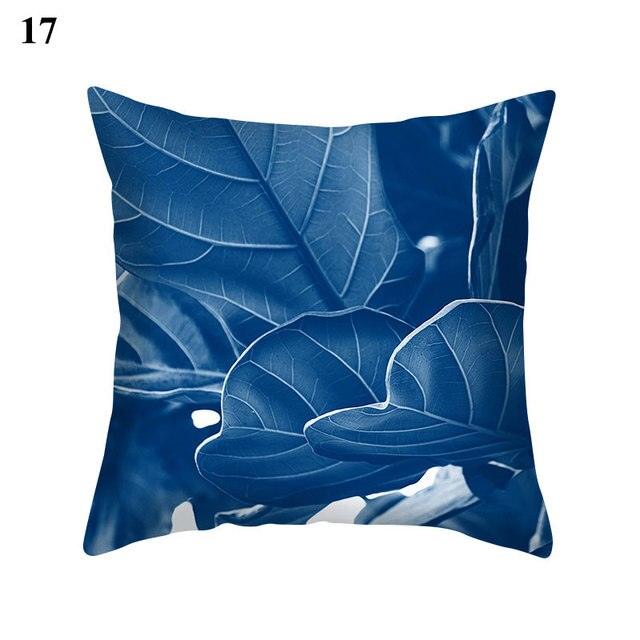 1Pcs Blue Pattern Cushion Cover Polyester Pillowcase Decorative Navy Blue White Pillow Covers Pillow Case Blue Home Bedroom Sofa Decor Pillow Cover