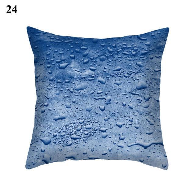 1Pcs Blue Pattern Cushion Cover Polyester Pillowcase Decorative Navy Blue White Pillow Covers Pillow Case Blue Home Bedroom Sofa Decor Pillow Cover