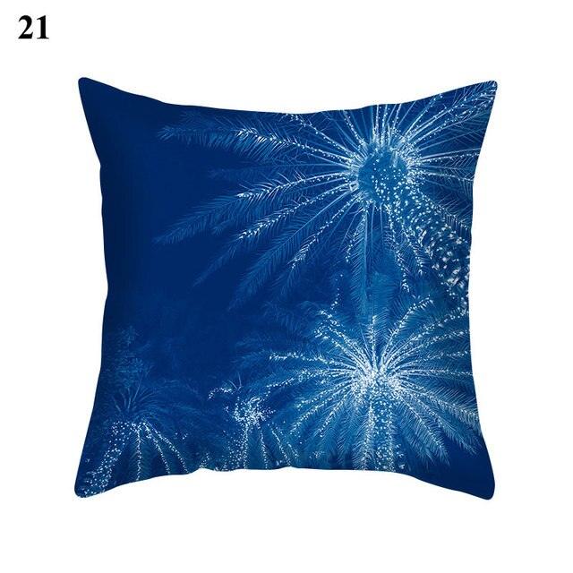 1Pcs Blue Pattern Cushion Cover Polyester Pillowcase Decorative Navy Blue White Pillow Covers Pillow Case Blue Home Bedroom Sofa Decor Pillow Cover