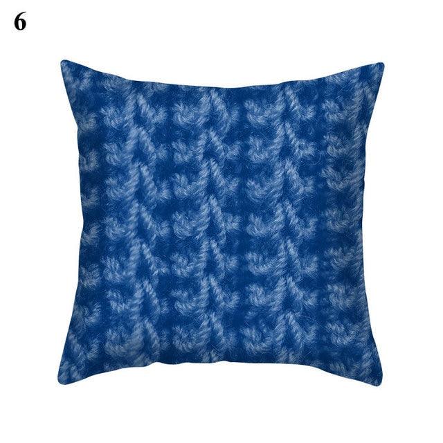 1Pcs Blue Pattern Cushion Cover Polyester Pillowcase Decorative Navy Blue White Pillow Covers Pillow Case Blue Home Bedroom Sofa Decor Pillow Cover