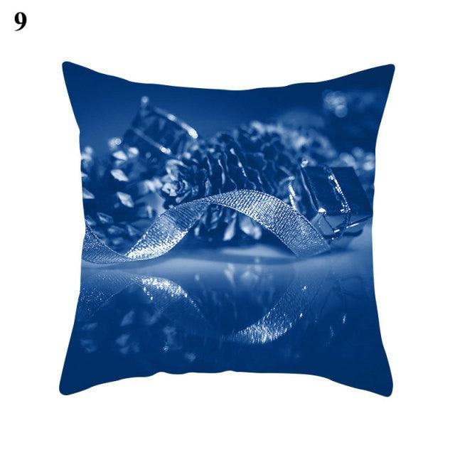 1Pcs Blue Pattern Cushion Cover Polyester Pillowcase Decorative Navy Blue White Pillow Covers Pillow Case Blue Home Bedroom Sofa Decor Pillow Cover