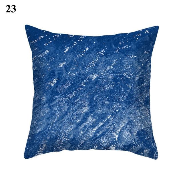 1Pcs Blue Pattern Cushion Cover Polyester Pillowcase Decorative Navy Blue White Pillow Covers Pillow Case Blue Home Bedroom Sofa Decor Pillow Cover