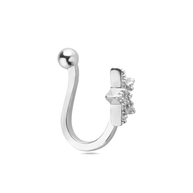 1Pcs Creative Rabbit Nose Ring Charm Crystal Metal Fake Piercing Nose Cuff Clip Brand Design Bunny Nose Non Pierced Without Hole Nose Ring Clip On Nose Hoop Ring Stainless Steel Non-Piercing Fake Piercings Ear Cuff Tragus Earrings Ring Earrings Jewelry