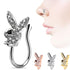 1Pcs Creative Rabbit Nose Ring Charm Crystal Metal Fake Piercing Nose Cuff Clip Brand Design Bunny Nose Non Pierced Without Hole Nose Ring Clip On Nose Hoop Ring Stainless Steel Non-Piercing Fake Piercings Ear Cuff Tragus Earrings Ring Earrings Jewelry