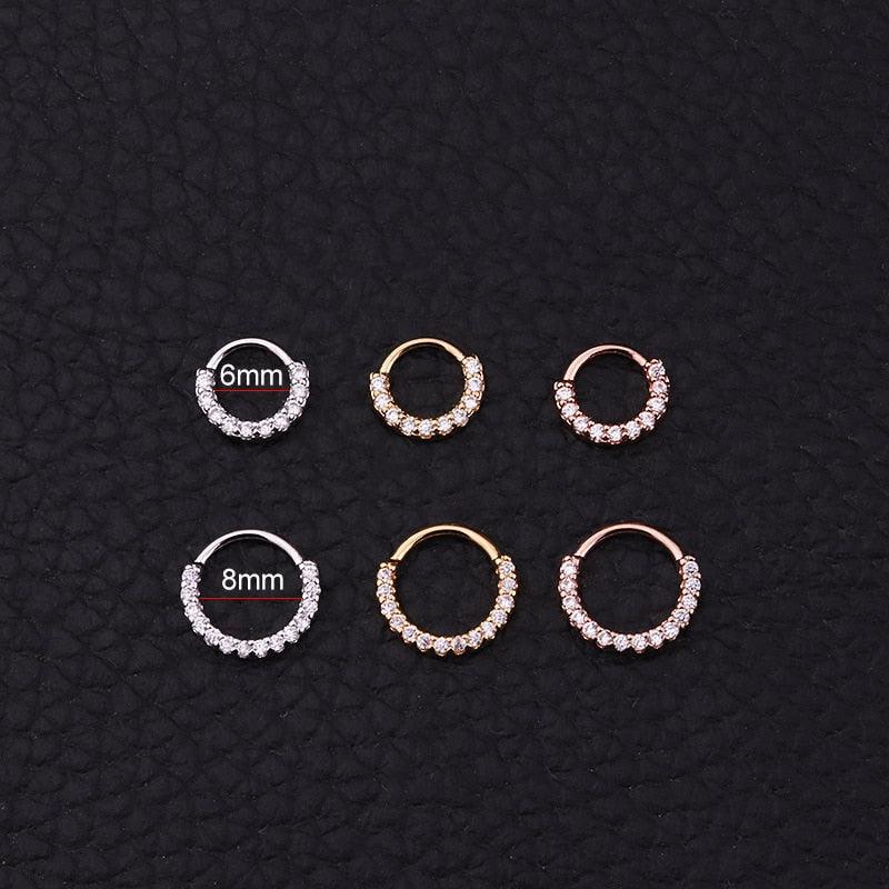 1PCS CZ Hoop Earring Cartilage Earrings Tragus Jewelry Rope Septum Piercing Hinge Hoop Non Pierced Without Hole Nose Ring Clip On Nose Hoop Ring Stainless Steel Non-Piercing Fake Piercings Nose Piercing Jewelry Cartilage Earrings for Men Women