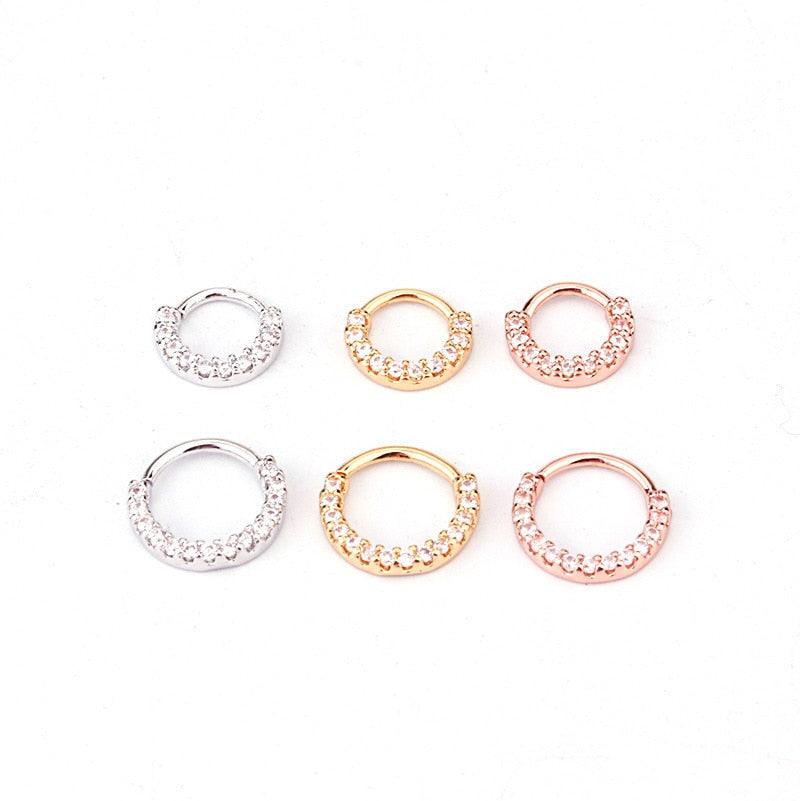 1PCS CZ Hoop Earring Cartilage Earrings Tragus Jewelry Rope Septum Piercing Hinge Hoop Non Pierced Without Hole Nose Ring Clip On Nose Hoop Ring Stainless Steel Non-Piercing Fake Piercings Nose Piercing Jewelry Cartilage Earrings for Men Women