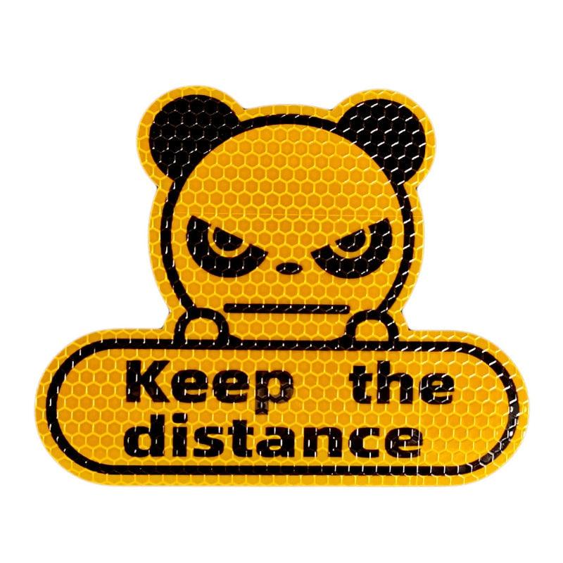 1pcs Keep Distance Reflective Stickers Panda Stickers Fluorescent Yellow Green Hexagon Honeycomb Keep Distance Decal Cartoon Car Decoration Stickers Reflective Stickers Tape Conspicuity Safety Caution Warning Sticker