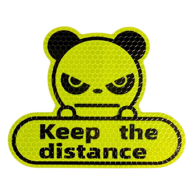 1pcs Keep Distance Reflective Stickers Panda Stickers Fluorescent Yellow Green Hexagon Honeycomb Keep Distance Decal Cartoon Car Decoration Stickers Reflective Stickers Tape Conspicuity Safety Caution Warning Sticker