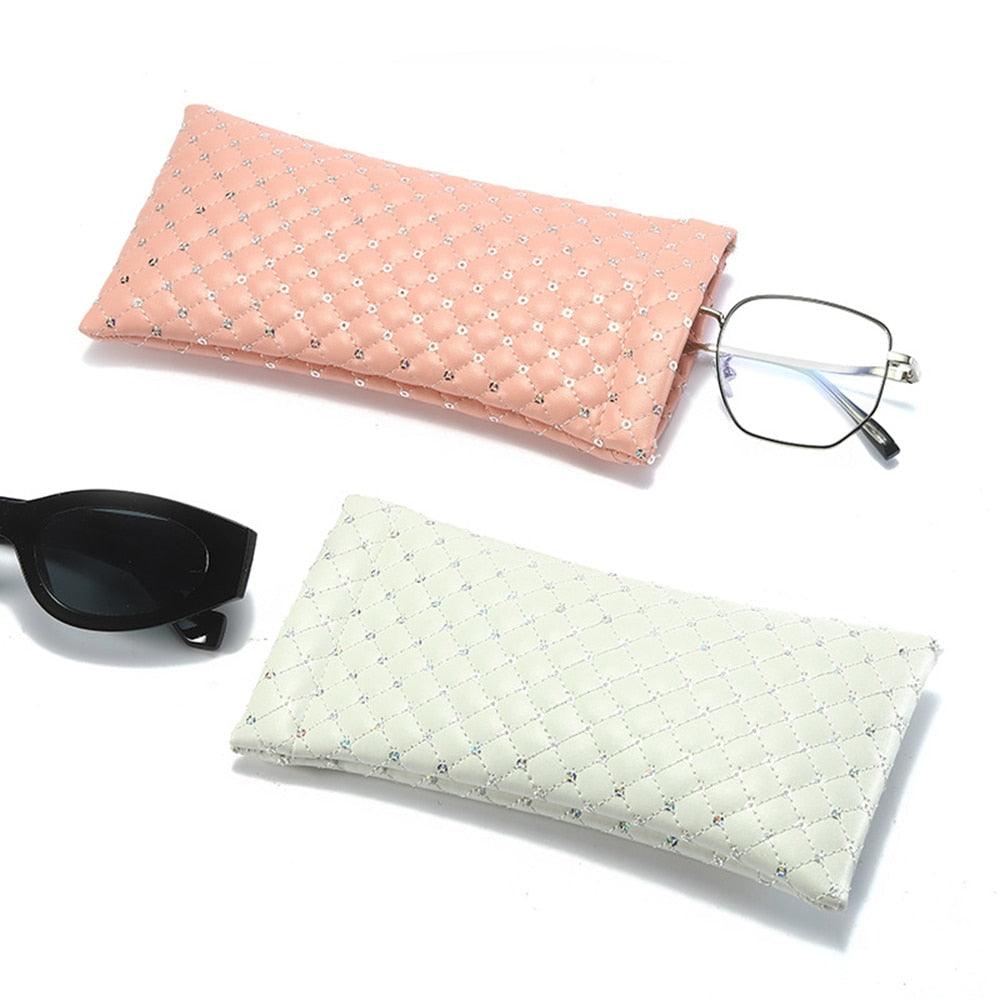 1pcs New Fashionable Sunglasses Bag Leather Glass Case Pouch Mobile Phone Wallet Storege Case Portable Glasses Organizer Pouch Bags Soft PU Leather Glasses Bag