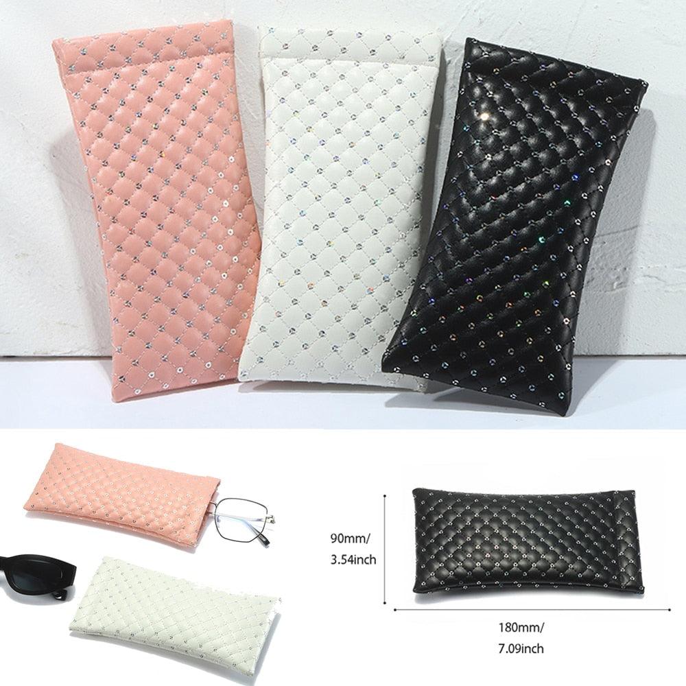 1pcs New Fashionable Sunglasses Bag Leather Glass Case Pouch Mobile Phone Wallet Storege Case Portable Glasses Organizer Pouch Bags Soft PU Leather Glasses Bag