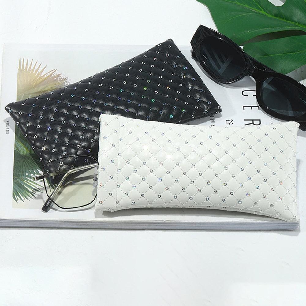 1pcs New Fashionable Sunglasses Bag Leather Glass Case Pouch Mobile Phone Wallet Storege Case Portable Glasses Organizer Pouch Bags Soft PU Leather Glasses Bag