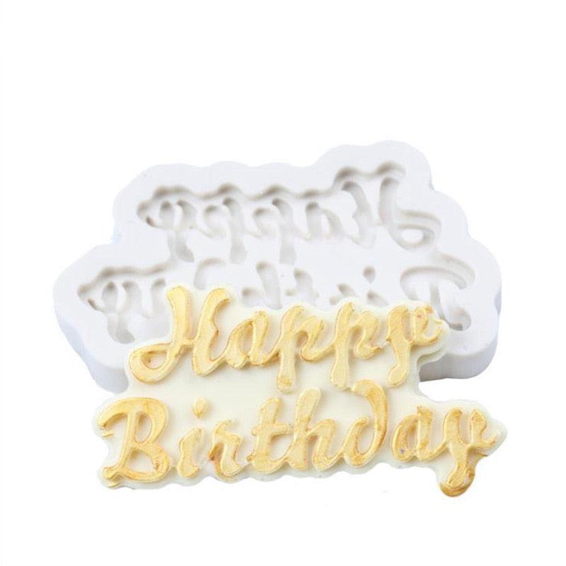 1Pcs Silicone 3D Happy Birthday Shaped Fondant Chocolate Molds Letter Chocolate Fondant Cake Decorating Tools Mould Happy Birthday Silicone Molds Letter Silicone Molds Happy Birthday Cake Molds Chocolate Mold Candy Fondant Mold Cake Decoration