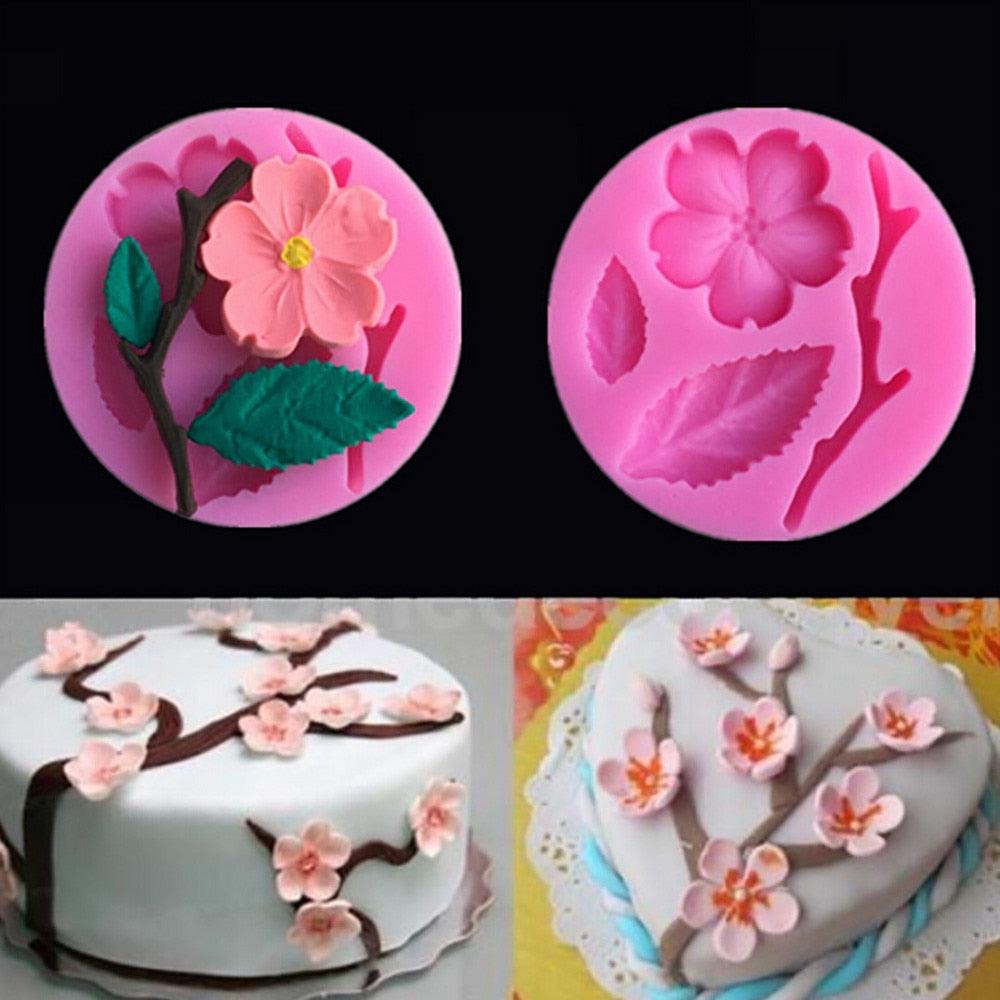 1pcs Silicone Flower Mold Peach Blossom Shape Mold Fondant Patisserie Candy Bar Mould Cake Mold Decoration Kitchen Baking Accessories Peach Blossom Shape Fondant Molds Silicone Baking Mold