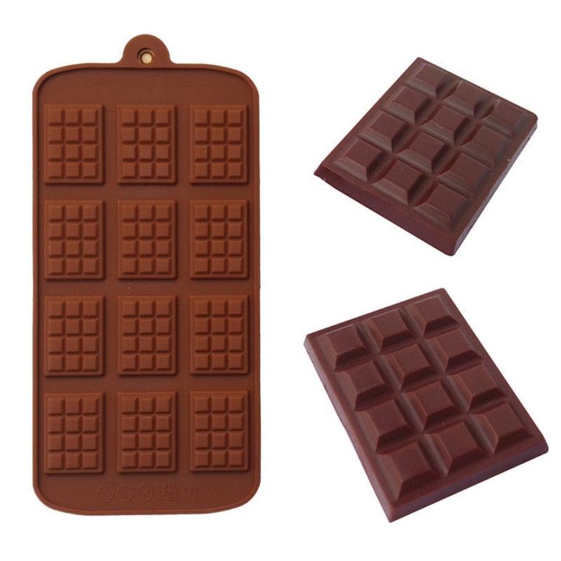 1PCS Silicone Mold 12 Cells Chocolate Mold Fondant Candy Bar Mould Cake Mode Decoration Kitchen Baking Accessories Silicone Break Apart Chocolate Molds Candy Protein Bar Silicone Mold