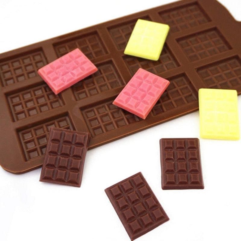 1PCS Silicone Mold 12 Cells Chocolate Mold Fondant Candy Bar Mould Cake Mode Decoration Kitchen Baking Accessories Silicone Break Apart Chocolate Molds Candy Protein Bar Silicone Mold