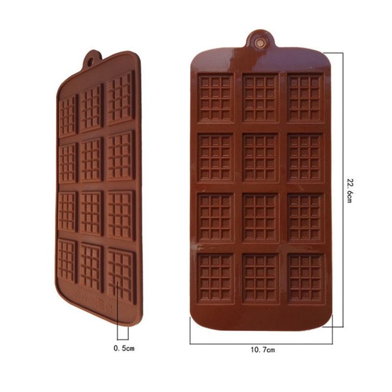 1PCS Silicone Mold 12 Cells Chocolate Mold Fondant Candy Bar Mould Cake Mode Decoration Kitchen Baking Accessories Silicone Break Apart Chocolate Molds Candy Protein Bar Silicone Mold