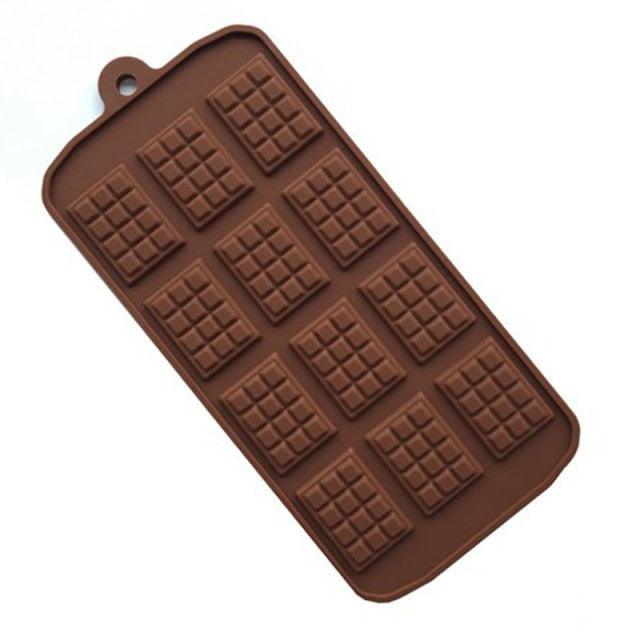 1PCS Silicone Mold 12 Cells Chocolate Mold Fondant Candy Bar Mould Cake Mode Decoration Kitchen Baking Accessories Silicone Break Apart Chocolate Molds Candy Protein Bar Silicone Mold