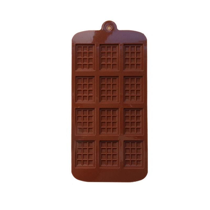 1PCS Silicone Mold 12 Cells Chocolate Mold Fondant Candy Bar Mould Cake Mode Decoration Kitchen Baking Accessories Silicone Break Apart Chocolate Molds Candy Protein Bar Silicone Mold