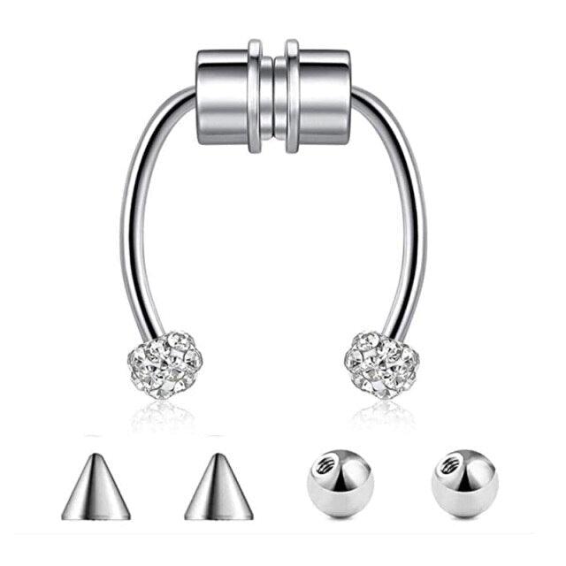 1PCS Stainless Steel Fake Nose Ring Clip Fake Septum Piercing Metal Horseshoe Fake Nose Ring Nose Rings Earrings Septum Ring Tragus Piercing Earring Hoop Lip Horseshoe Piercing Nose Rings Magnet Non Piercing Nose Ring Fake Septum Piercing False Jewelry