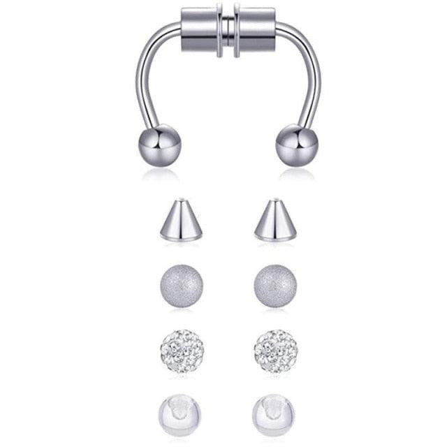 1PCS Stainless Steel Fake Nose Ring Clip Fake Septum Piercing Metal Horseshoe Fake Nose Ring Nose Rings Earrings Septum Ring Tragus Piercing Earring Hoop Lip Horseshoe Piercing Nose Rings Magnet Non Piercing Nose Ring Fake Septum Piercing False Jewelry