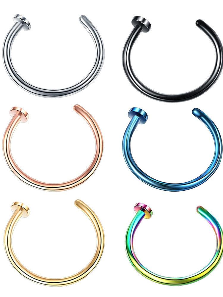 1pcs U Shaped Fake Nose Ring Hoop Septum Rings Stainless Steel Nose Piercing Fake Piercing Horseshoe Nose Rings Earrings Septum Ring Tragus Piercing Earring Hoop Lip Horseshoe Piercing Retainer Helix Hoop Ear Earring Jewelry