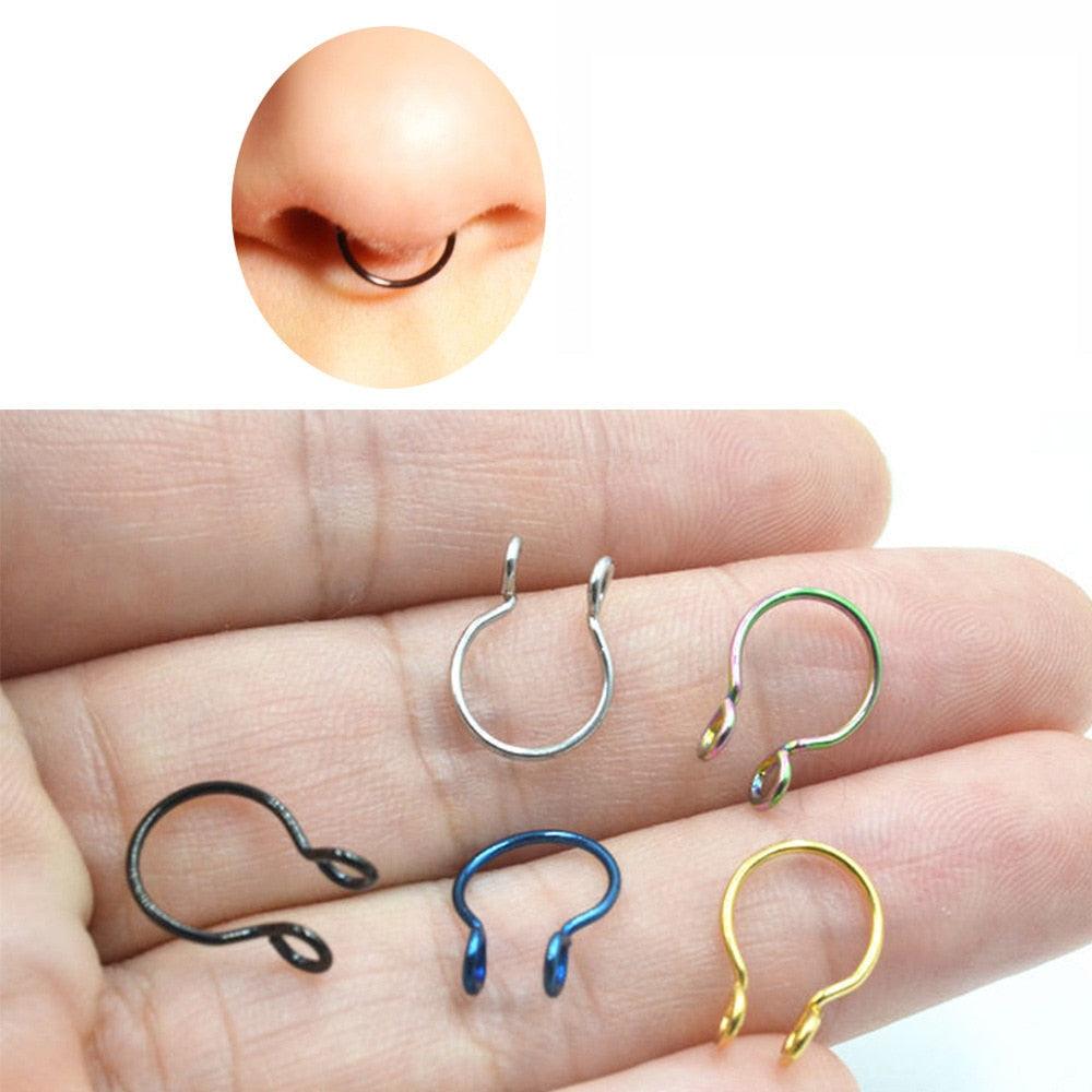 1pcs U Shaped Fake Nose Ring Hoop Septum Rings Stainless Steel Nose Piercing Fake Piercing Horseshoe Nose Rings Earrings Septum Ring Tragus Piercing Earring Hoop Lip Horseshoe Piercing Retainer Helix Hoop Ear Earring Jewelry