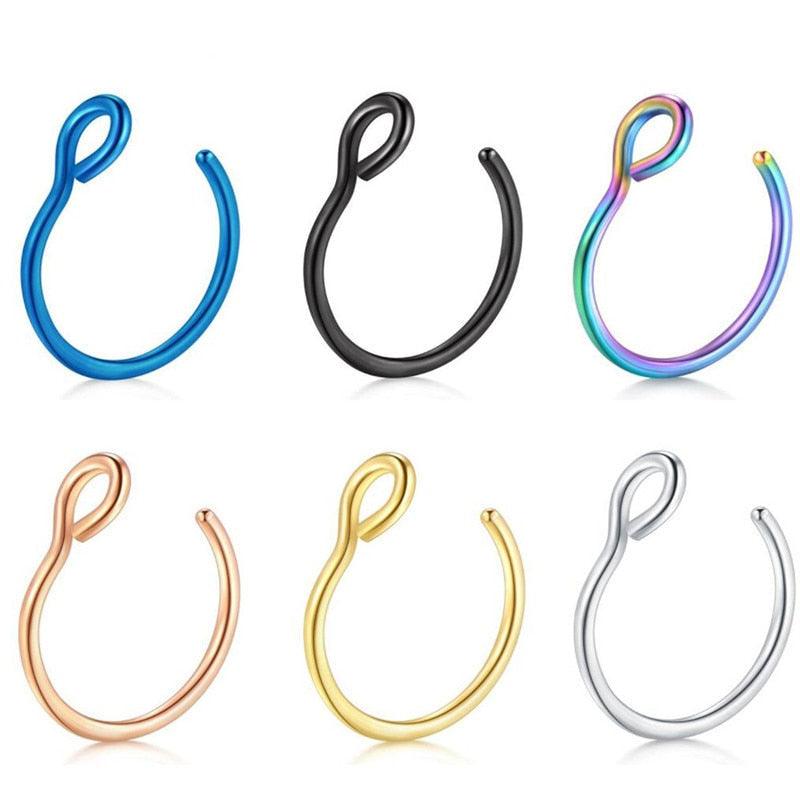 1pcs U Shaped Fake Nose Ring Hoop Septum Rings Stainless Steel Nose Piercing Fake Piercing Horseshoe Nose Rings Earrings Septum Ring Tragus Piercing Earring Hoop Lip Horseshoe Piercing Retainer Helix Hoop Ear Earring Jewelry