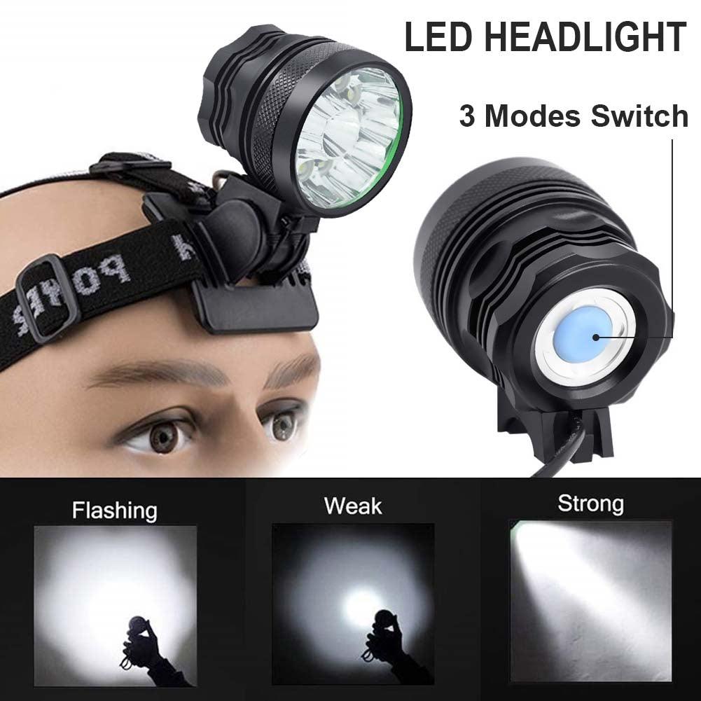 2 IN 1 Bicycle Headlight Bike Light Front Head Lamp Cycling Flashlight Mountain Bicycle Front Light With 6400mAh/8400mAh Rechargeable Battery Pack 3 Modes Bike Front Headlamp