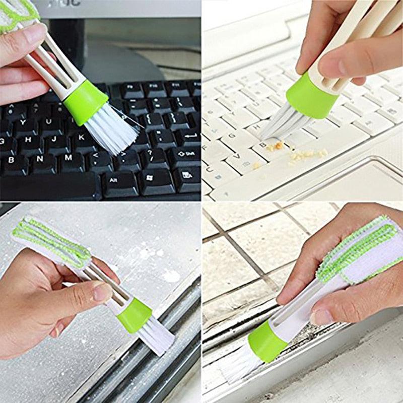 2 In 1 Car Air-Conditioner Outlet Cleaning Tool Multi-purpose Dust Brush Car Accessories Interior Multi-purpose Brush Cleaning Automotive Air Conditioner Cleaner Brush Dust Collector Cleaning Cloth Tool Hand Held Magic Brush Blind Duster for Cars