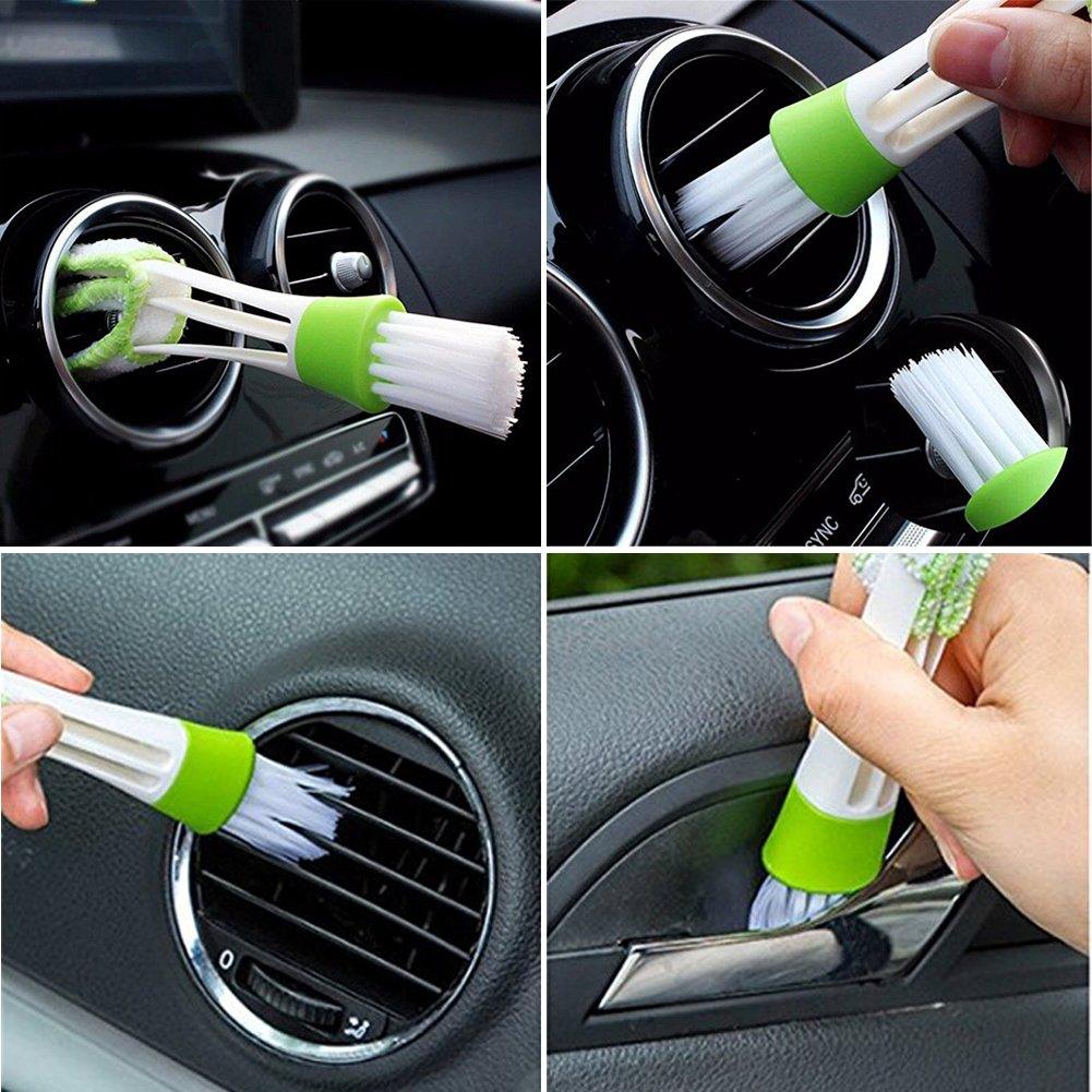 2 In 1 Car Air-Conditioner Outlet Cleaning Tool Multi-purpose Dust Brush Car Accessories Interior Multi-purpose Brush Cleaning Automotive Air Conditioner Cleaner Brush Dust Collector Cleaning Cloth Tool Hand Held Magic Brush Blind Duster for Cars