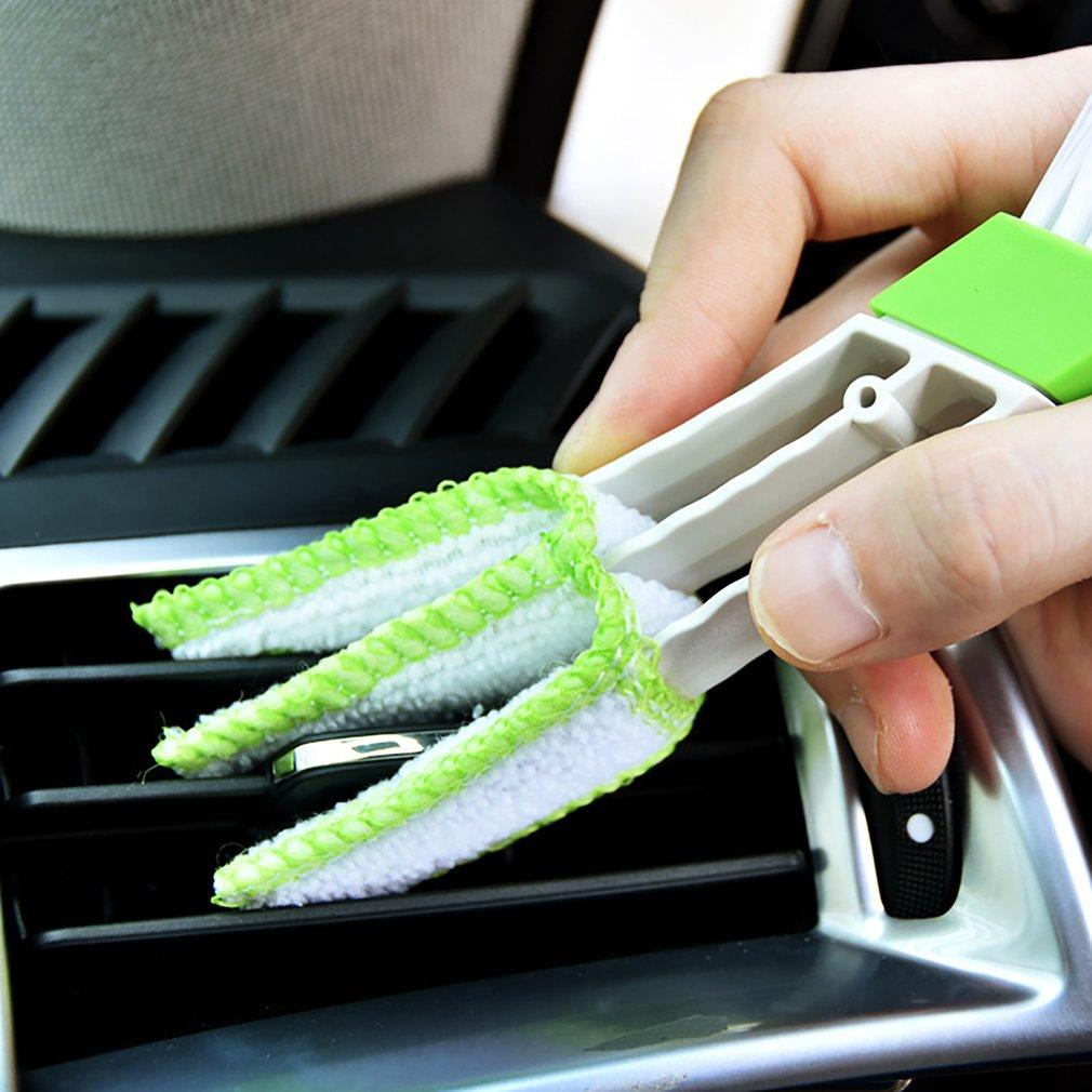 2 In 1 Car Air-Conditioner Outlet Cleaning Tool Multi-purpose Dust Brush Car Accessories Interior Multi-purpose Brush Cleaning Automotive Air Conditioner Cleaner Brush Dust Collector Cleaning Cloth Tool Hand Held Magic Brush Blind Duster for Cars